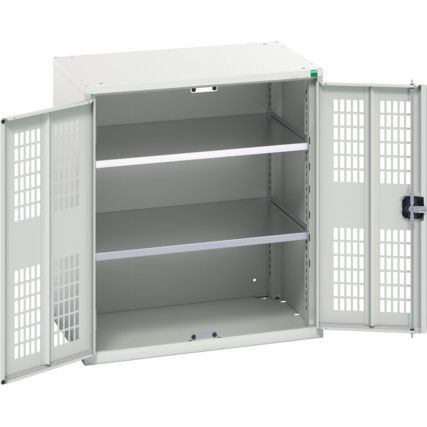 Verso Storage Cabinet, 2 Ventilated Doors, Light Grey, 900 x 800 x 550mm