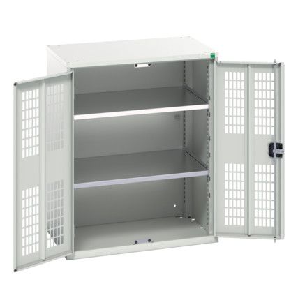 Verso Storage Cabinet, 2 Ventilated Doors, Light Grey, 1000 x 800 x 550mm