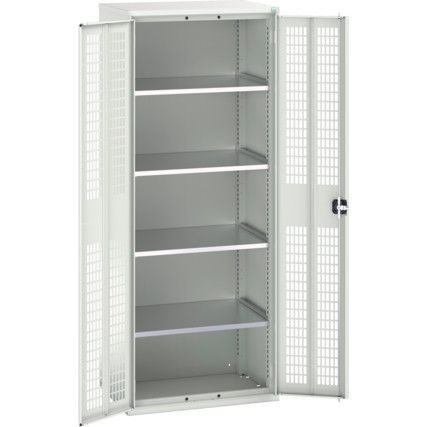 Verso Storage Cabinet, 2 Ventilated Doors, Light Grey, 2000 x 800 x 550mm