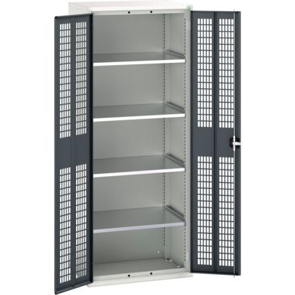 Verso Storage Cabinet, 2 Ventilated Doors, Anthracite Grey, 2000 x 800 x 550mm