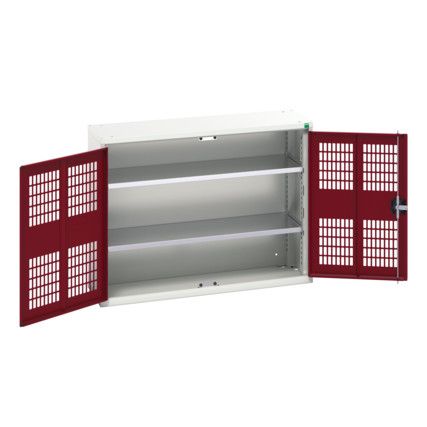 Verso Storage Cabinet, 2 Ventilated Doors, Red, 800 x 1050 x 350mm