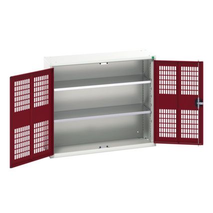 Verso Storage Cabinet, 2 Ventilated Doors, Red, 900 x 1050 x 350mm