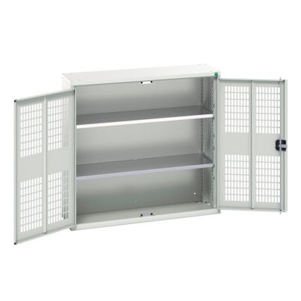 Verso Storage Cabinet, 2 Ventilated Doors, Light Grey, 1000 x 1050 x 350mm