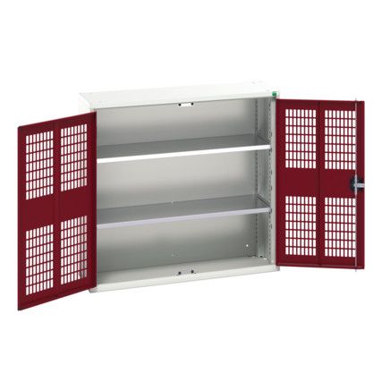 Verso Storage Cabinet, 2 Ventilated Doors, Red, 1000 x 1050 x 350mm