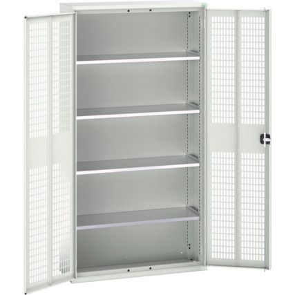 Verso Storage Cabinet, 2 Ventilated Doors, Light Grey, 2000 x 1050 x 350mm