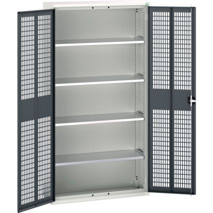 Verso Storage Cabinet, 2 Ventilated Doors, Anthracite Grey, 2000 x 1050 x 350mm