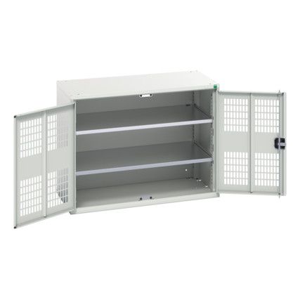 Verso Storage Cabinet, 2 Ventilated Doors, Light Grey, 800 x 1050 x 550mm