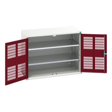 Verso Storage Cabinet, 2 Ventilated Doors, Red, 800 x 1050 x 550mm