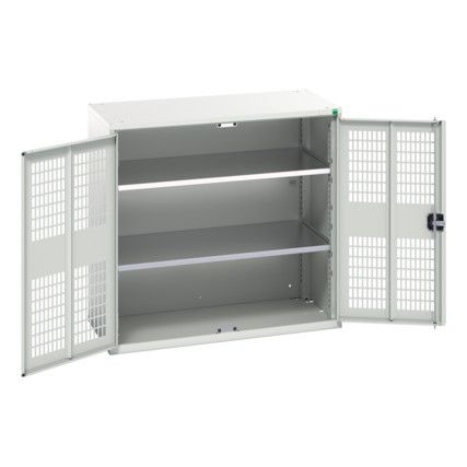 Verso Storage Cabinet, 2 Ventilated Doors, Light Grey, 1000 x 1050 x 550mm