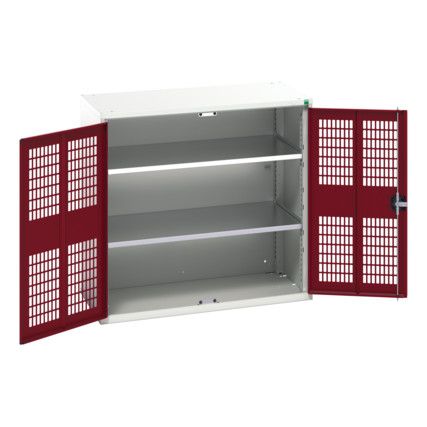 Verso Storage Cabinet, 2 Ventilated Doors, Red, 1000 x 1050 x 550mm