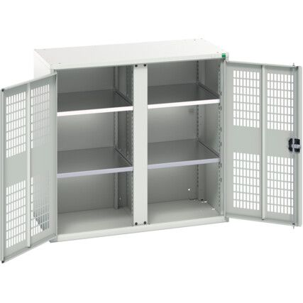 Verso PPE Cupboard, 2 Ventilated Doors, Light Grey, 1000 x 1050 x 550mm