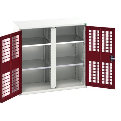 Verso PPE Cupboard, 2 Ventilated Doors, Red, 1000 x 1050 x 550mm