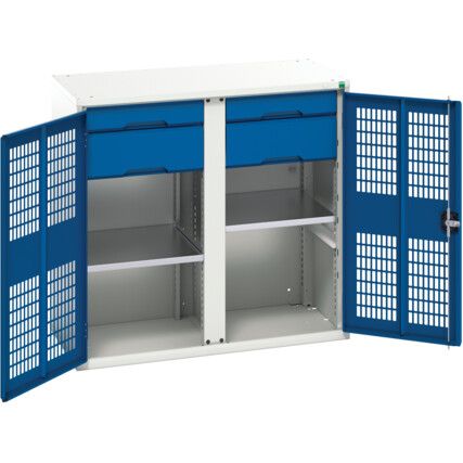 Verso PPE Cupboard, 2 Ventilated Doors, Blue, 1000 x 1050 x 550mm