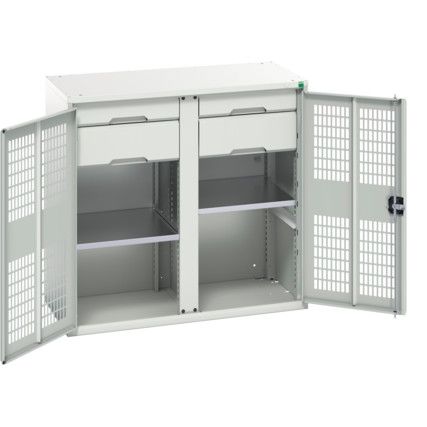 Verso PPE Cupboard, 2 Ventilated Doors, Light Grey, 1000 x 1050 x 550mm