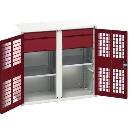 Verso PPE Cupboard, 2 Ventilated Doors, Red, 1000 x 1050 x 550mm