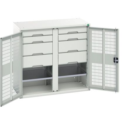 Verso PPE Cupboard, 2 Ventilated Doors, Light Grey, 1000 x 1050 x 550mm