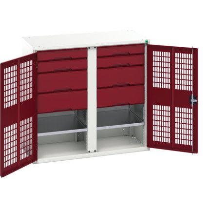 Verso PPE Cupboard, 2 Ventilated Doors, Red, 1000 x 1050 x 550mm