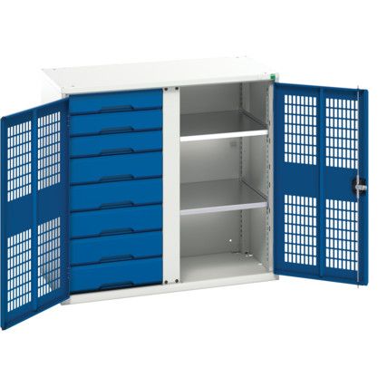 Verso PPE Cupboard, 2 Ventilated Doors, Blue, 1000 x 1050 x 550mm