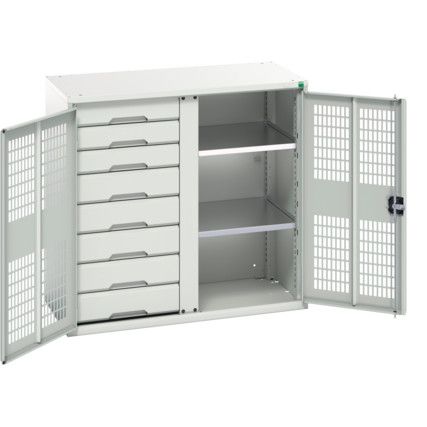 Verso PPE Cupboard, 2 Ventilated Doors, Light Grey, 1000 x 1050 x 550mm