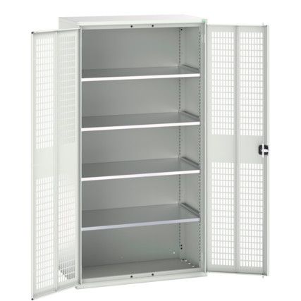 Verso Storage Cabinet, 2 Ventilated Doors, Light Grey, 2000 x 1050 x 550mm