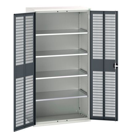 Verso Storage Cabinet, 2 Ventilated Doors, Anthracite Grey, 2000 x 1050 x 550mm