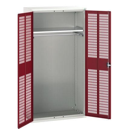 Verso PPE Cupboard, 2 Ventilated Doors, Red, 2000 x 1050 x 550mm