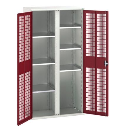 Verso PPE Cupboard, 2 Ventilated Doors, Red, 2000 x 1050 x 550mm