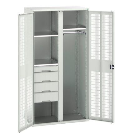 Verso PPE Cupboard, 2 Doors, Light Grey, 2000 x 1050 x 550mm