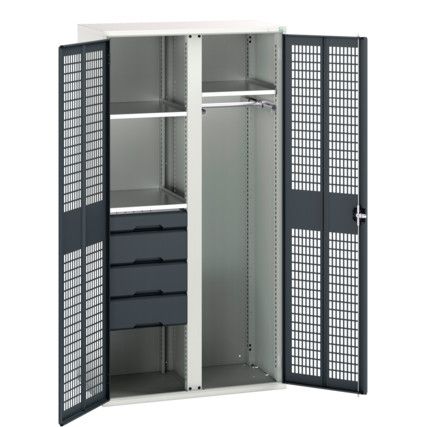 Verso PPE Cupboard, 2 Doors, Anthracite Grey, 2000 x 1050 x 550mm