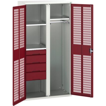 Verso PPE Cupboard, 2 Doors, Red, 2000 x 1050 x 550mm