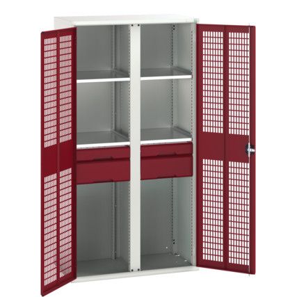 Verso PPE Cupboard, 2 Doors, Red, 2000 x 1050 x 550mm