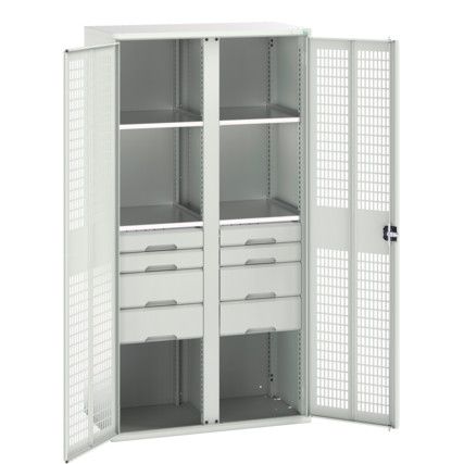 Verso PPE Cupboard, 2 Doors, Light Grey, 2000 x 1050 x 550mm