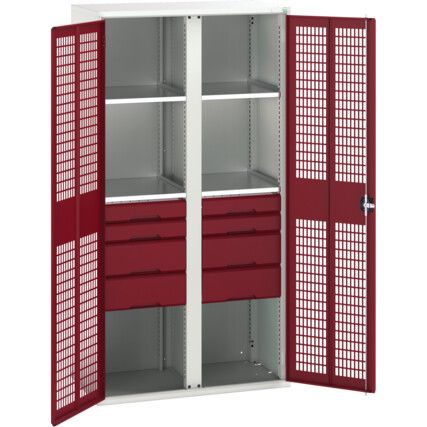 Verso PPE Cupboard, 2 Doors, Red, 2000 x 1050 x 550mm