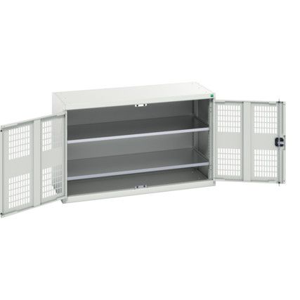 Verso Storage Cabinet, 2 Ventilated Doors, Light Grey, 800 x 1300 x 550mm