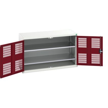 Verso Storage Cabinet, 2 Ventilated Doors, Red, 800 x 1300 x 550mm