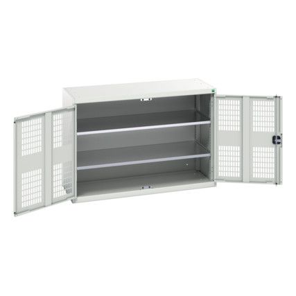 Verso Storage Cabinet, 2 Ventilated Doors, Light Grey, 900 x 1300 x 550mm