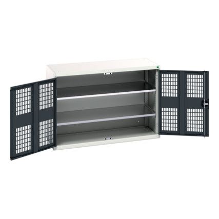 Verso Storage Cabinet, 2 Ventilated Doors, Anthracite Grey, 900 x 1300 x 550mm