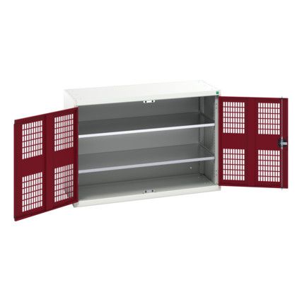 Verso Storage Cabinet, 2 Ventilated Doors, Red, 900 x 1300 x 550mm