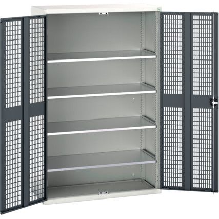 Verso Storage Cabinet, 2 Ventilated Doors, Anthracite Grey, 2000 x 1300 x 550mm