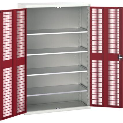 Verso Storage Cabinet, 2 Ventilated Doors, Red, 2000 x 1300 x 550mm