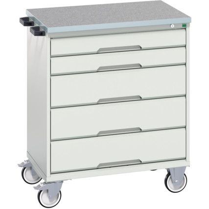 VERSO MOBILE 5 DRAWER CABINET 800x550x980 W/ LINO WORKTOP L-GREY