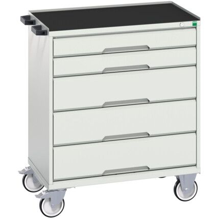 Verso Mobile Storage Cabinet, 5 Drawers, Light Grey, 965 x 800 x 550mm