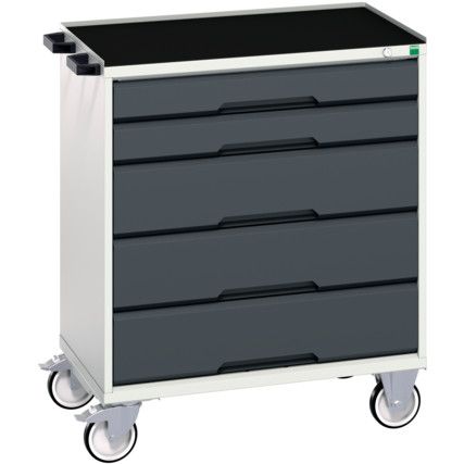 Verso Mobile Storage Cabinet, 5 Drawers, Anthracite Grey/Light Grey, 965 x 800 x 550mm