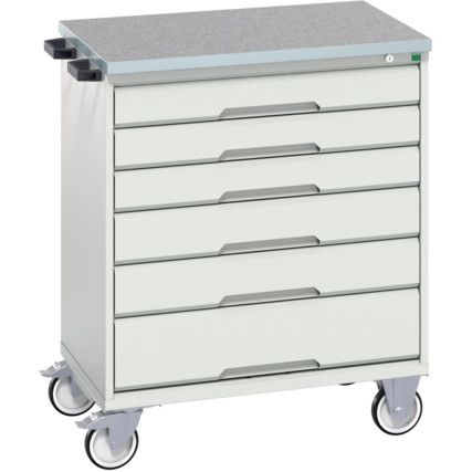 VERSO MOBILE 6 DRAWER CABINET 800x600x980 W/ LINO WORKTOP L-GREY