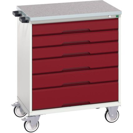 VERSO MOBILE 6 DRAWER CABINET 800x600x980 W/ LINO WORKTOP