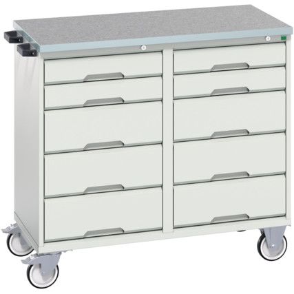 Verso Maintenance Trolley  1050x600x980mm With 10 Drawers - Lino Worktop