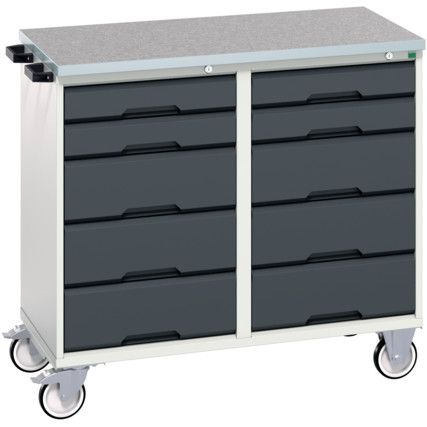 Verso Maintenance Trolley 1050x600x980mm With 10 Drawers - Lino Worktop