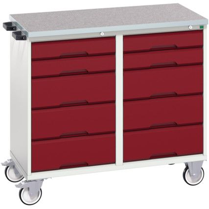 Verso Maintenance Trolley 1050x600x980mm With 10 Drawers - Lino Worktop