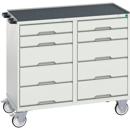 Verso Maintenance Trolley 1050 x 550 x 965 and 10 Drawers Top Tray Mat