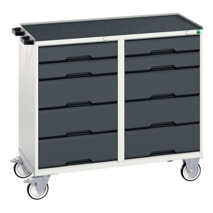 Verso Maintenance Trolley 1050 x 550 x 965 and 10 Drawers Top Tray Mat